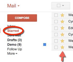 starred tab in gmail
