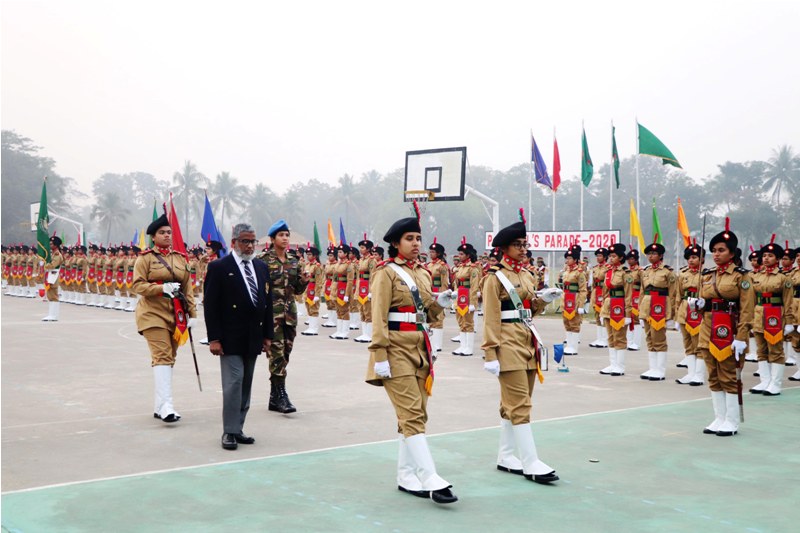Cadets of Mymensingh Girls' Cadet College in a Principal's Parade